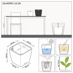 Вазон Lechuza Quadro Premium LS 28 белый 9 л Коростень