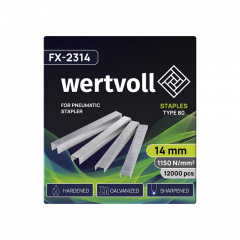 Скобы закаленные для пневмостеплера WERTVOLL 80 14 мм/12.8х0.95 мм 12000 шт Gray (FX-2314) Киев