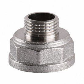 Переходник редукционный никелированный 1 1/2″ВР х 1″НР штампованный А0606А(нк)