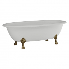 Ванна отдельностоящая глянцевая Amidicon Olimpia 180х90 белая из литого камня золотые ножки