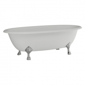 Ванна отдельностоящая глянцевая Amidicon Olimpia 180х90 белая из литого камня серебряные ножки