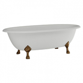 Ванна отдельностоящая матовая Amidicon Olimpia 180х90 белая из литого камня бронзовые ножки