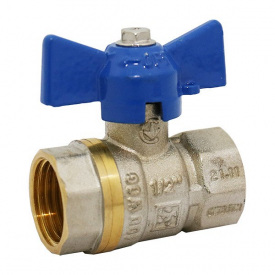 Кран шаровый для воды Santan 602, 1" внутренний –внутренний, синяя бабочка