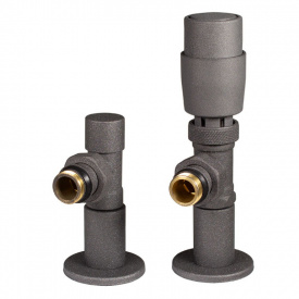 Дизайн краны радиаторные угловые Ideale с термоголовкой 1/2”x1/2” ВЗ графит