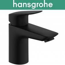 Смеситель Hansgrohe (art 71107670) для раковины однорычажный, с сливным наборам, Logis Push-Open 100, Чёрный мат
