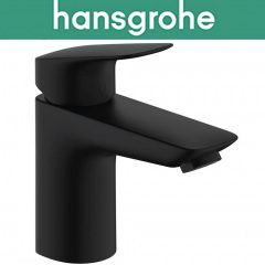 Смеситель Hansgrohe (art 71107670) для раковины однорычажный, с сливным наборам, Logis Push-Open 100, Чёрный мат Тернопіль