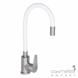 Смеситель для кухни с гибким изливом Lidz Vida LDVID015F3WHI43357 нерж. сталь/белый