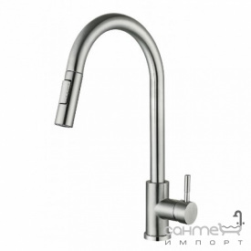 Смеситель для кухни с вытяжным изливом Lidz Aria LDARI015FL2NKS43397 никель
