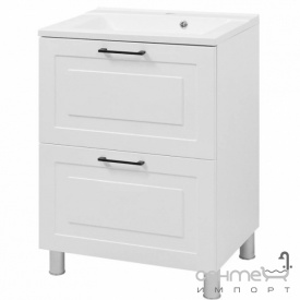 Напольная тумба с раковиной Mirater Alba Глория 60 белая глянцевая