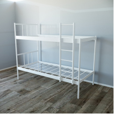 Ліжко двоярусне металеве Tobi Sho BASIS DUO-1 сітка 190х90 з драбиною, Білий