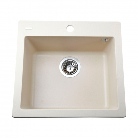 Гранітна мийка Globus Lux AOSTA 490x455, слонова кiстка