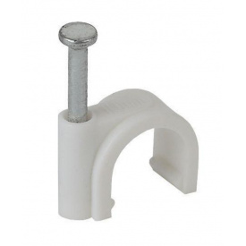 Скоба кабельна Polax кругла 20 мм з цвяхом, біла 100 шт. (37-128)