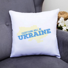 Подушка декоративная с принтом "Everything will be Ukraine" Push IT Белый Кавун П000535
