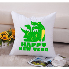 Подушка декоративная с новогодним принтом "Happy New Year. Dragon 2024. Дракон 2024" Push IT Белый Кавун П000709