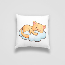 Подушка декоративная с принтом "Спящий котенок на облаке. Sleeping cat" Push IT Белый Кавун П000718
