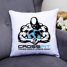 Подушка декоративная с принтом "Crossfit makes world upside down" Push IT Белый Кавун П000633