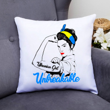 Подушка декоративная с принтом "Ukrainian girl Unbreakable" Белый Кавун П000383