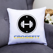 Подушка декоративная с принтом "Crossfit сине-желтая надпись" Push IT Белый Кавун П000645
