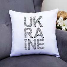 Подушка декоративная с принтом "Ukraine серый орнамент" Push IT Белый Кавун П000464