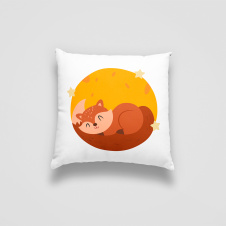 Подушка декоративная с принтом "Спящий лисенок. Sleeping fox" Push IT Белый Кавун П000721
