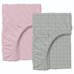 Набор простыни на резинке Cosas ROSE / GREY GEOMETRY Ранфорс 160х200х20 см 2 шт Графит/Розовый Братське