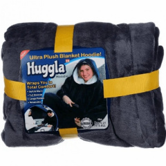 Двухсторонняя толстовка плед халат с капюшоном Huggle Hoodie оверсайз худи с искусственного меха Черная Херсон