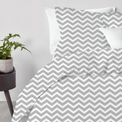 Евро постель с простыней на резинке Grey W Zigzag Cosas серый 200х220 см Біла Церква