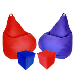 Комплект кресло-мешок груша 140x100 см 2 шт + 2 пуфа 40x40 см Tia-Sport красный/синий (sm-0619-63) Слов'янськ