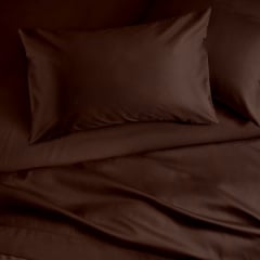 Подростковая постель сатин с простыней на резинке BROWN Cosas Шоколад 160х220 см Никополь