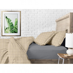 Полутораспальный комплект на резинке Cosas BEIGE GEOMETRY CS1 Ранфорс 160х220 см Бежевый/Серый Ирпень