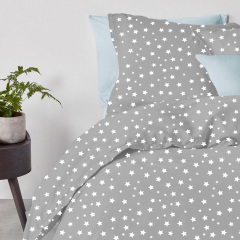 Семейная постель с простыней на резинке Grey Stars CS6 Cosas серый 2х160х220 см Гуляйполе