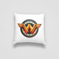 Подушка декоративная с принтом "Логотип Wonder Woman. Логотип Чудо-женщина" Push IT Белый Кавун П000745 Конотоп