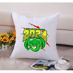 Подушка декоративная с новогодним принтом "Year of the Dragon 2024. Дракон 2024" Push IT Белый Кавун П000707 Покровск