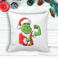 Подушка с новогодним принтом Гринч The Grinch "Силач" Белый Кавун П003612 Хмельник