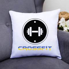 Подушка декоративная с принтом "Crossfit сине-желтая надпись" Push IT Белый Кавун П000645 Нововолынск
