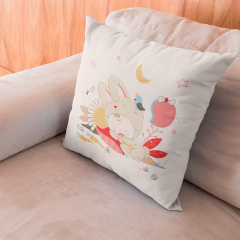 Подушка декоративная с принтом "Спящий ребенок в костюме зайчика. Sleeping bunny" Push IT Белый Кавун П000719 Херсон