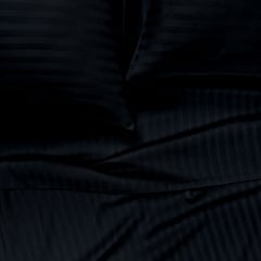 Двуспальная постель сатин с простыней на резинке ONYX CS1 Cosas черный 180х220 см Київ