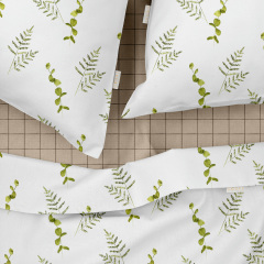 Двуспальная постель с простыней на резинке GREEN FOLIAGE CS8 Cosas Зеленый 180х220 см Киев