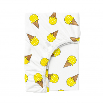 Простынь на резинке в детскую кроватку 60х120 см ICECREAM YELLOW Cosas