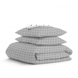 Евро постель с простыней на резинке GREY GEOMETRY CS8 Cosas серый 200х220 см