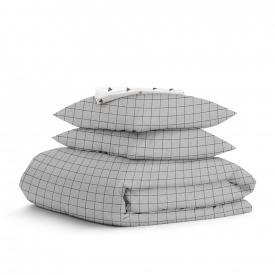 Двуспальная постель с простыней на резинке GREY GEOMETRY CS14 Cosas серый 180х220 см