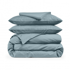 Двухспальное постельное белье сатин DOVE Cosas бирюзовый 180х220 см