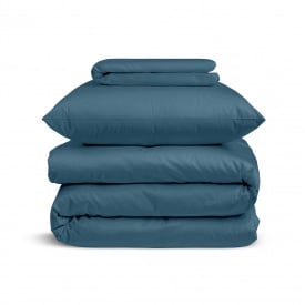 Подростковая постель сатин с простыней на резинке OCEAN Cosas изумрудный 160х220 см