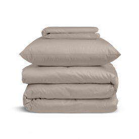 Подростковая постель сатин с простыней на резинке BRONZE Cosas песочный 160х220 см