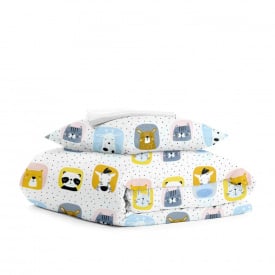 Подростковая постель с простыней на резинке COLOR ANIMALS Cosas Белый 155х215 см