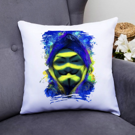 Подушка декоративная с принтом "Анонимус Anonymous " Белый Кавун П000392