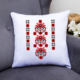 Подушка декоративная с принтом "Украинский цветочный орнамент-вышиванка" Push IT Белый Кавун П000468