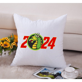 Подушка декоративная с новогодним принтом "Дракон 2024. Dragon 2024" Push IT Белый Кавун П000713