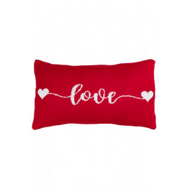 Декоративная подушка вязаная прямоугольная Прованс LOVE 30х45 см Белый/красный (7839)