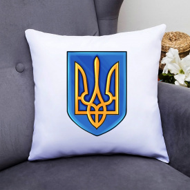 Подушка декоративная с принтом "Герб Украины" Белый Кавун П000351